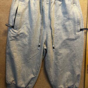 Fashion Sports Women 30 Heather Gray Training Side Zip Pockets Drawstring Capris